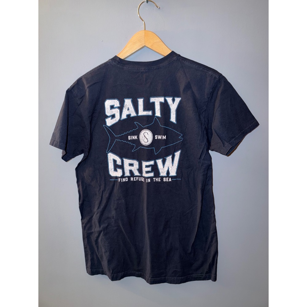 Salty‎ Crew Mens Navy Blue Sink Swim Graphic Pocket T-Shirt Size Medium Premium